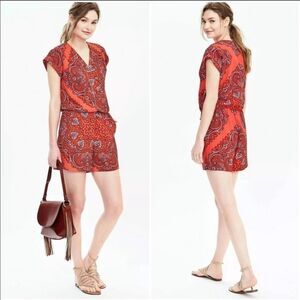 Banana Republic Paisley Pink Coral Romper Size 2